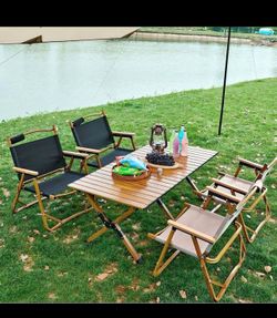 Brand New Portable Folding Camping Table w/ 4 Chairs Lightweight Aluminum Picnic BBQ Hiking Beach Travel Indoor Outdoor