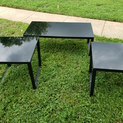 3 Metal  Tables with Tempered Glass Top 