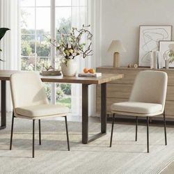 Fabric Upholstered Parsons Side Chair Dining Chair (Set of 2)