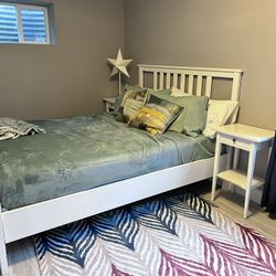 Queen IKEA Hemnes Bed 2 Nightstands 