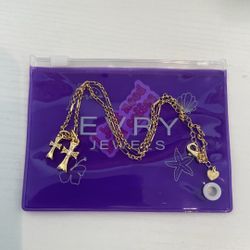Evry Jewels Double Cross Necklace