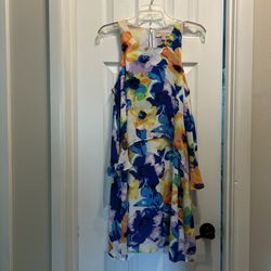 Women’s PHILOSOPHY 100% Polyester Colorful Floral Sleeveless Lined Dress… Size 8