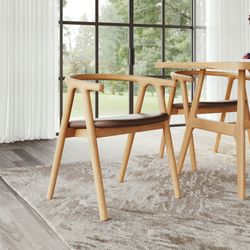 Peker Brown & Natural Dining Chair (Set of 2)