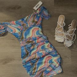 Multicolor Off Should BodyCon Dress🤩