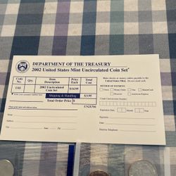 2002 USA Mint Uncirculated Coin Set With Certified Of Authentic It’s