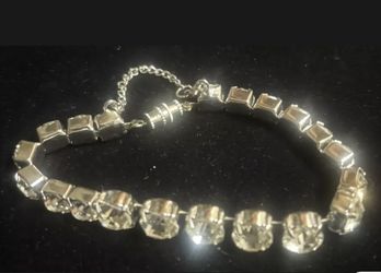 Vintage Eisenberg Ice Crystal Bracelet With Safety Chain 