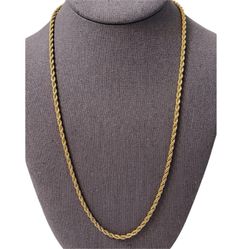 Vintage Napier Heavy Necklace Gold Tone Twisted Rope Chain,30”Long