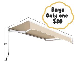 😀 Yaheetech 8 × 7 Ft Manual Retractable Patio Awning, Sun Shade Awning with Manual Crank Handle, Window Door Shelter Awning with Aluminum Frame for P