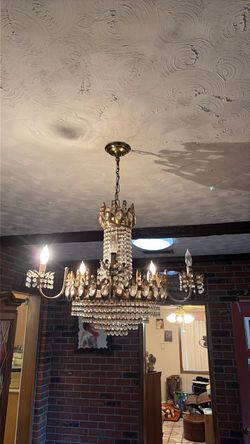 Vintage Brass and Crystal Chandelier