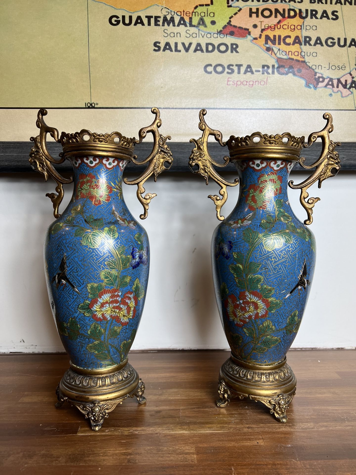 Antique Cloisonné Vase A Pair