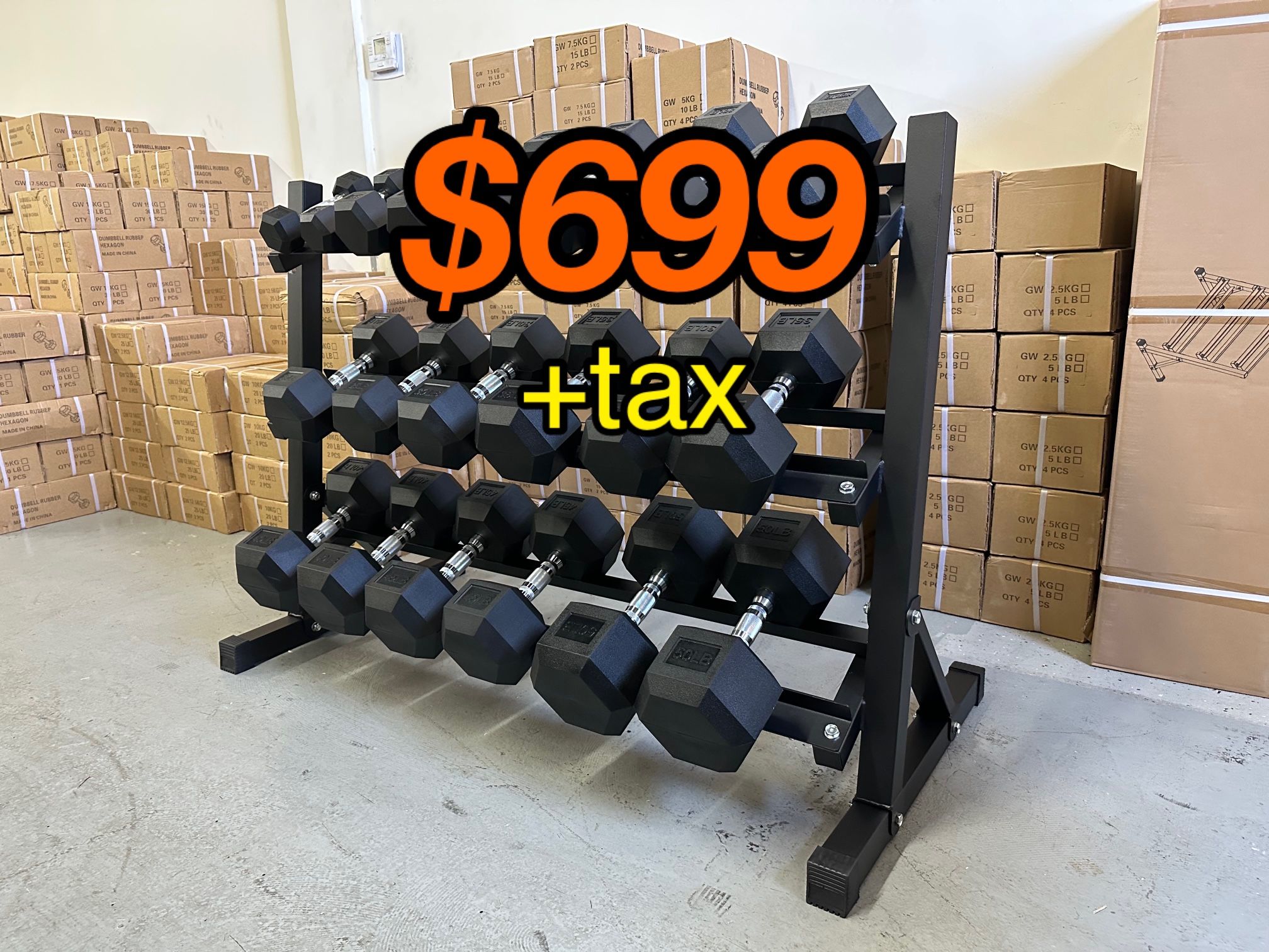 Dumbbell Set 5lb - 50lb With Heavy Duty 3 Tier Rack Brand New🏋🏽‍♂️  In The Box📦  