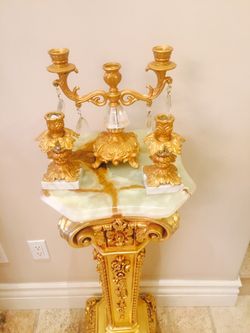 Set of 3 gold candle holders. Priced to sell. Check my other items. #statue #sculpture #bust #bronze #italian #french #antique #decorative #rococo