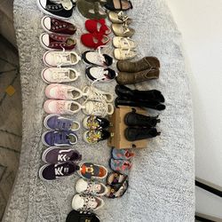 Lot of 22 pairs of toddler girl shoes size 6c