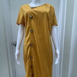 Yellow Long Short Sleeve Dress Size 1XL