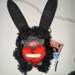 Fuggler - Black Broken Heart Bunny Keychain (3-Inch bag charm)