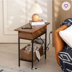 Side Table End Table With USB Charging