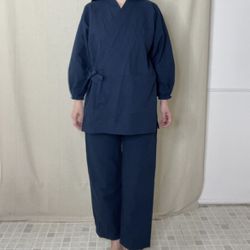 Japanese Kimono Jacket Samui Robe with Pants Setup Jinbei Women