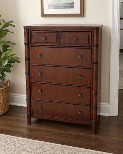 Delivery Available! Tommy Bahama Style Wooden 6 Drawer Tall Bedroom Storage Chest Dresser! Good condition, light cosmetic wear on top.  42x20x58in