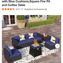 Phi Villa Patio Furniture with Small Table and Fire Pit