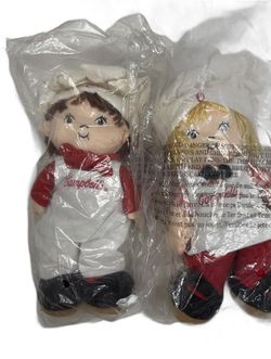 Campbell's Soup Kids Plush Dolls Boy and Girl Chef Pair Sealed in Bags
