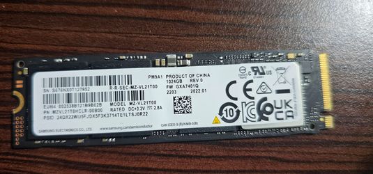 Samsung PM9A1 1TB NVMe PCIe 4.0 x4 M.2 SSD 7000 Mbps read 980 pro equivalent 100% healthy