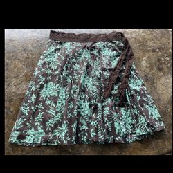 Candies Size 11 Tween Junior brown blue flare skirt lace embroidery 