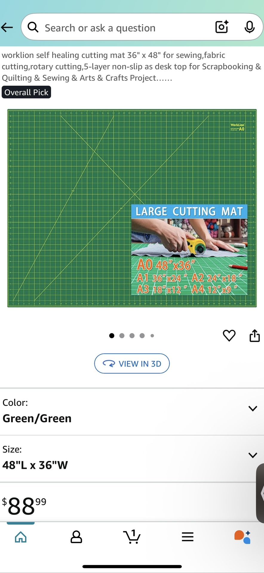Worklion Self Healing Cutting Mat 36" x 48"