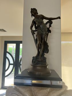 Bronze Sculpture Muse Poétique – Signed L&F Moreau – 30”