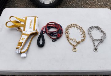 Weighted Dog Harness Vest + 2 Leashes + 2 Chain Collars Bundle