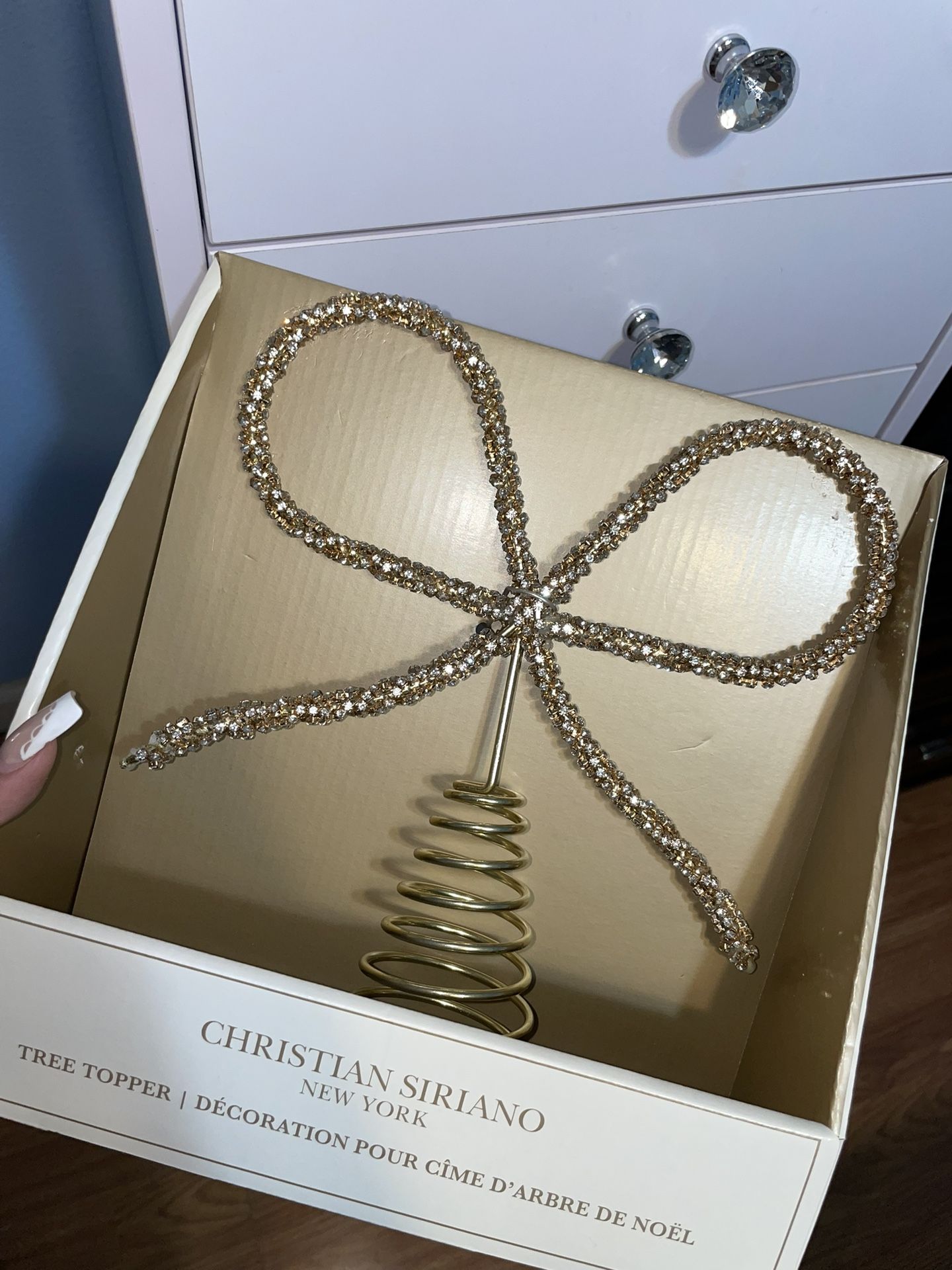 Gold Rhinestone Bow Tree Topper Christian Siriano