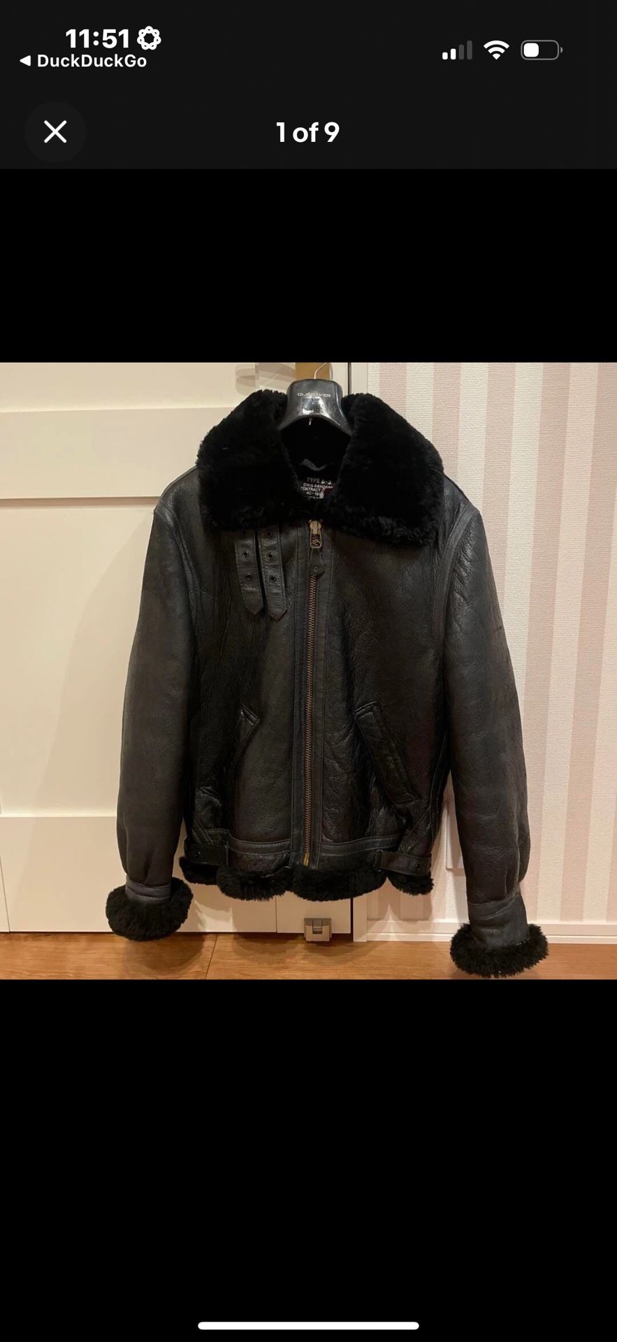 Leather Coat B-3 Bomber Jacket For Men. 