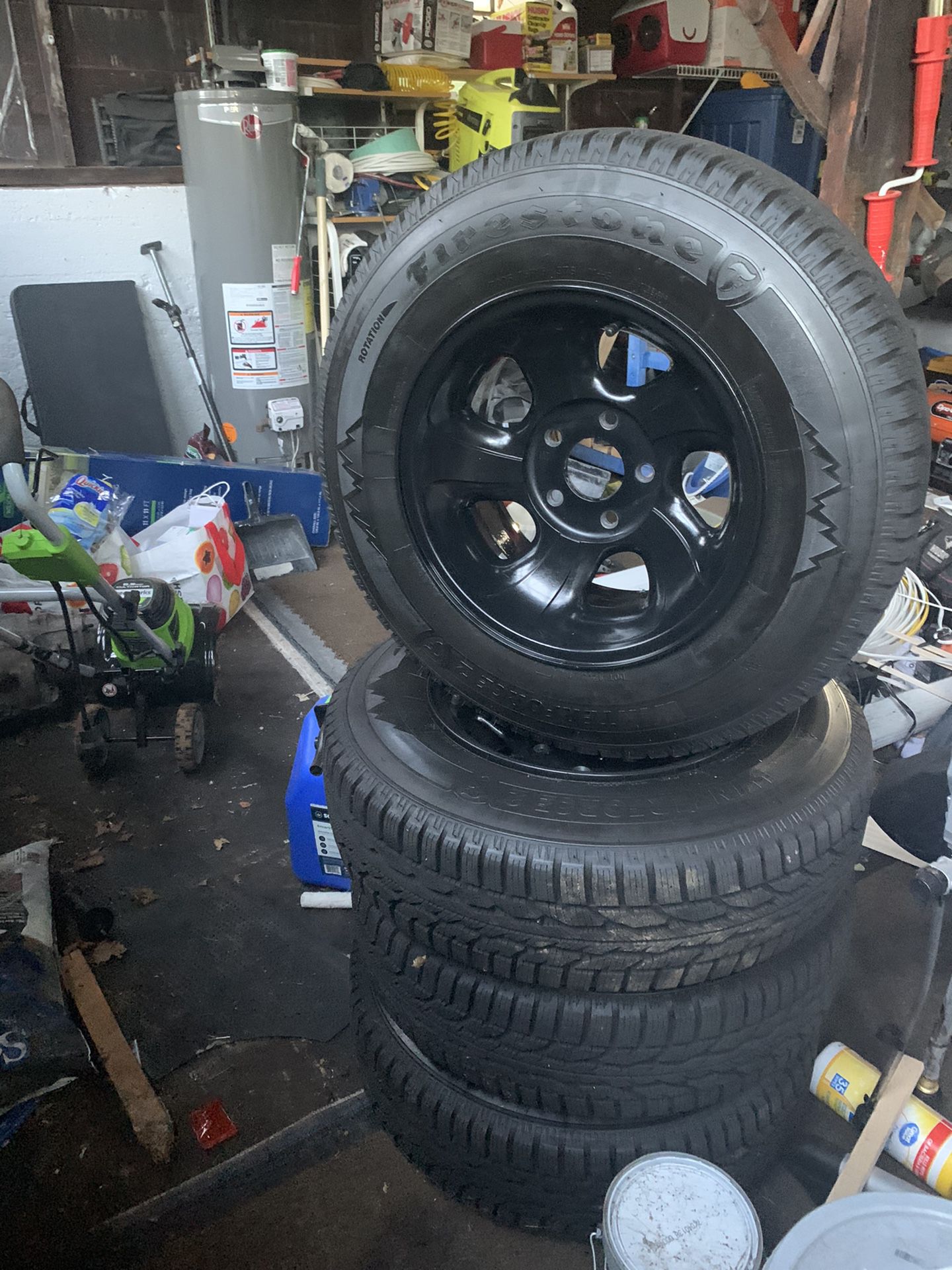Chevy gmc rims black powder coating and snow tires