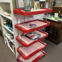 Old Spice Red Rolling Rack Shelf
