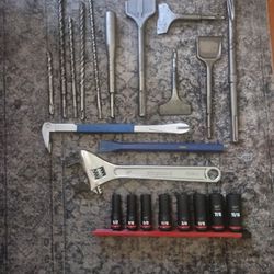 Milwaukee SDS Max, SDS Plus Rotary Hammer Bits, Estwing,Irwin And Large 17" Pittsburgh Wrench 