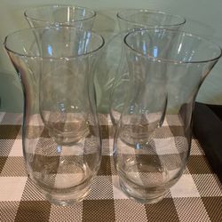 4 New Curved Glass Vases, 8.5 By 3.5 Wide, Can Be Used For Candles For Decorating 