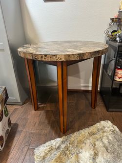 Marble/Brown High Top Table