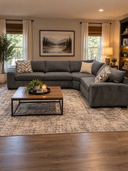 Large grey sectional couch