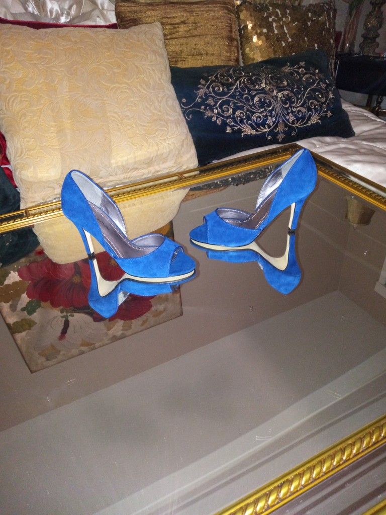 Blue Suede High Heels