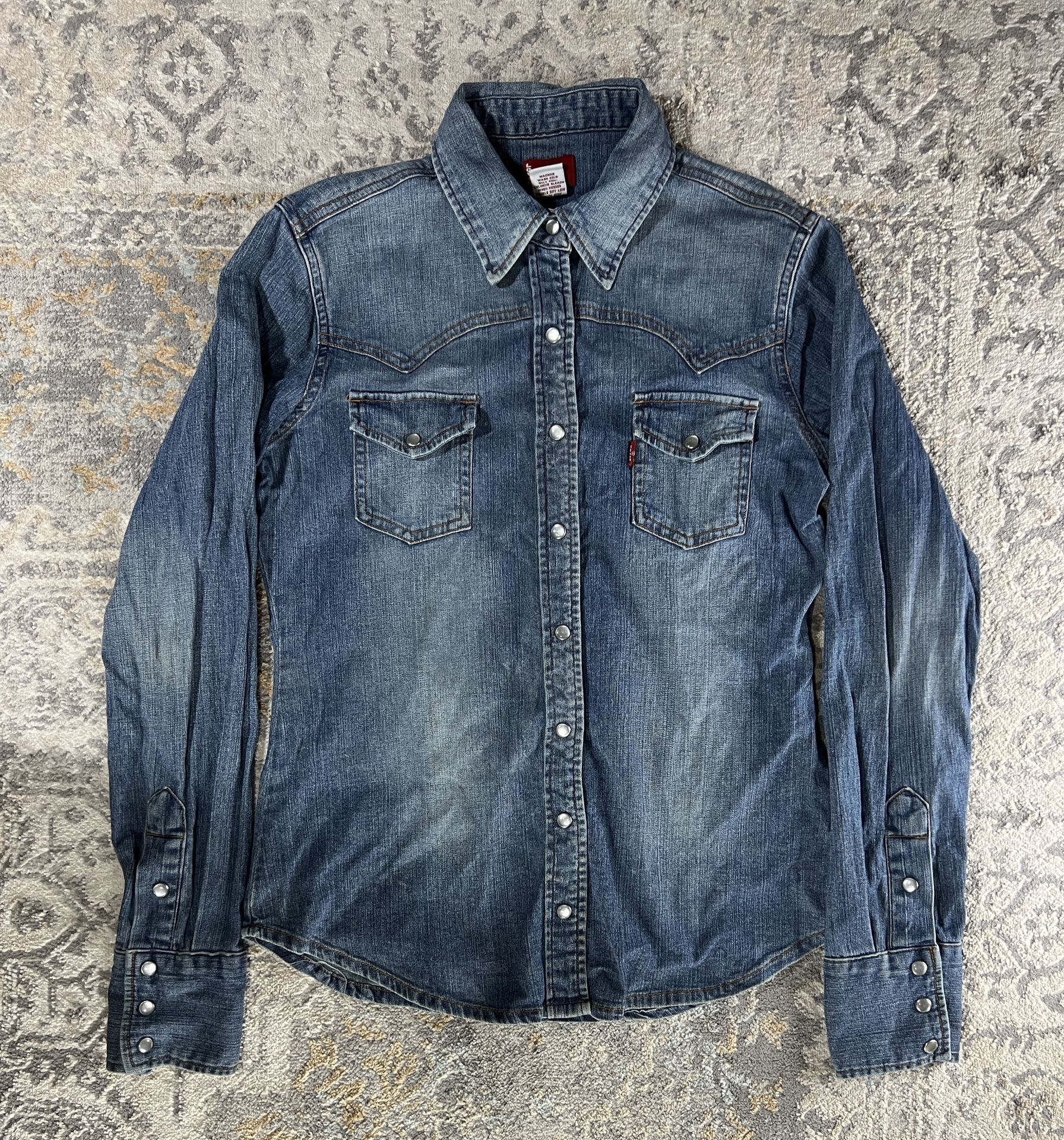 Levi’s Denim Pearl Snap Long Sleeve Western Shirt Women’s Size M