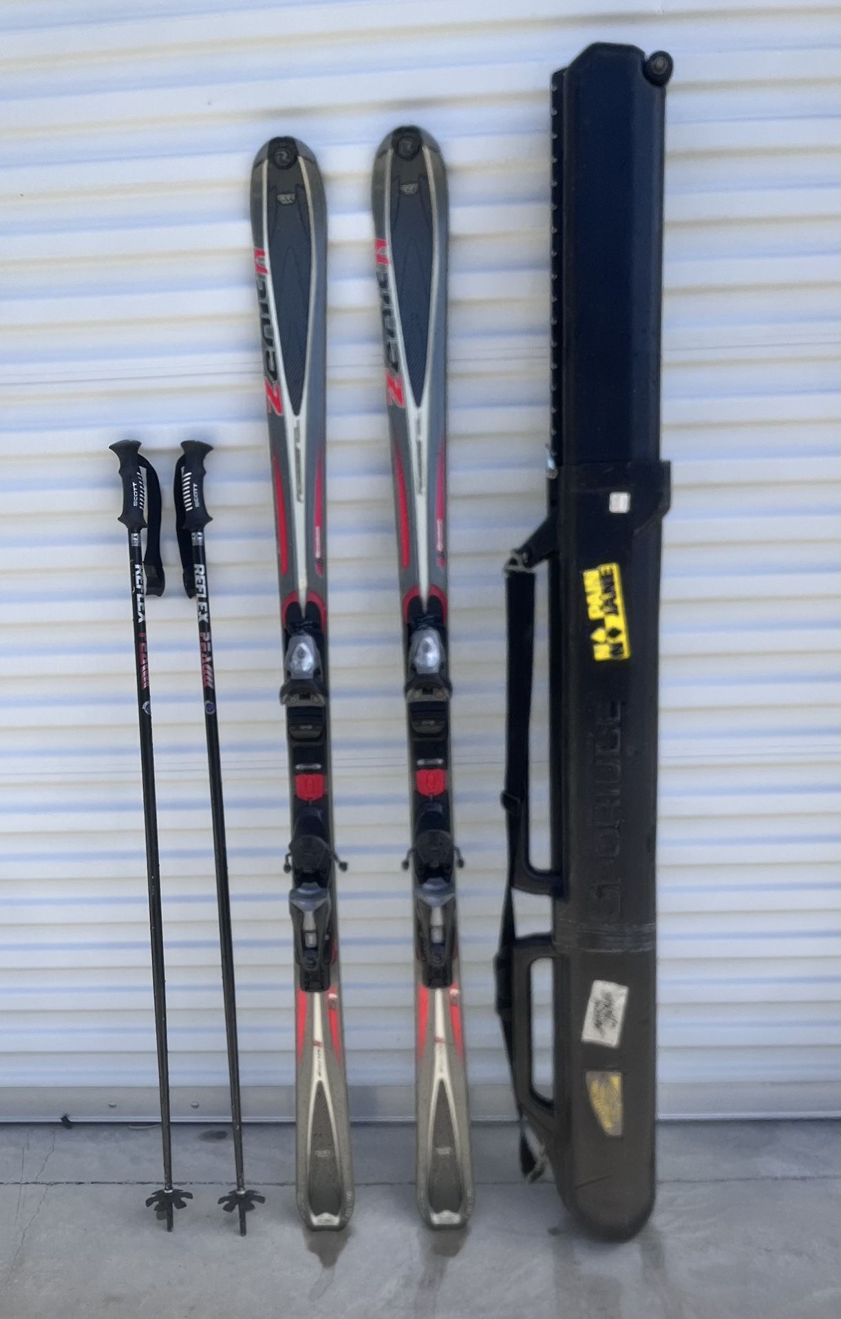 Snow Skis, Ski Poles, Travel Case