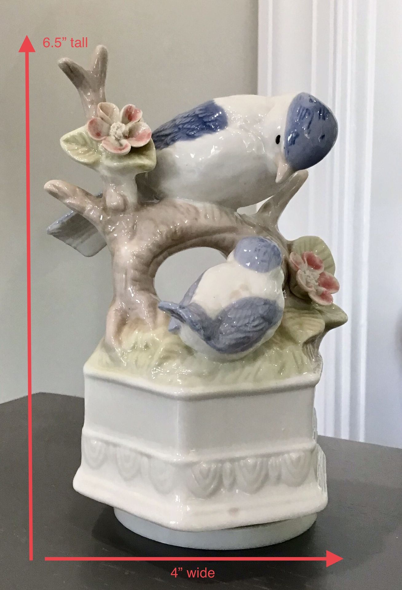 Porcelain Bird Music Box Plays Theme from “Love Story” (works sporadically)