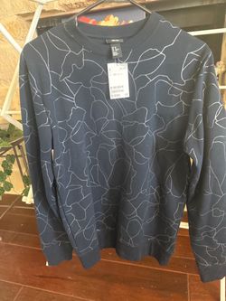 NWT H&M Men's Navy & Silver Abstract Pattern Sweatshirt - Size XS