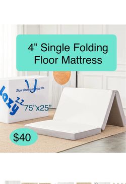 4” Single Lazyzizi Folding Mattress,  Memory Foam Tri-fold Mattress with Breathable & Washable Bamboo Fiber Fabric Cover, Foldable Floor Mattress Gues