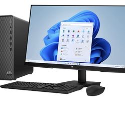 Monitor HP de 27 Pulgadas y Paquete de Escritorio Delgado con Windows, Intel Core i3-12100, 8GB de RAM, 512GB SSD, Negro