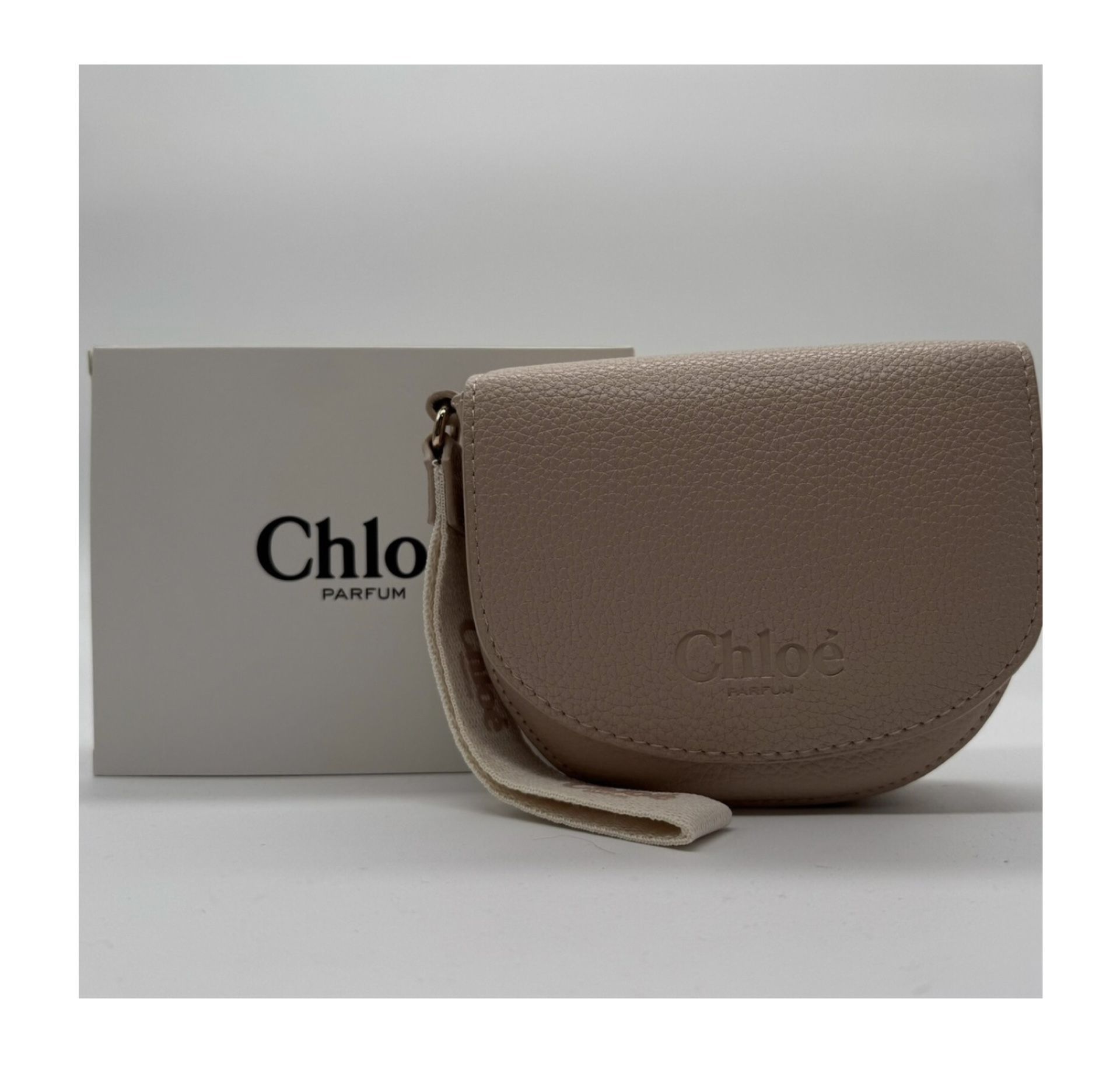 Chloe Parfum Cream Beige Pouch Small Cosmetic Makeup Bag Clutch Travel Pouch 