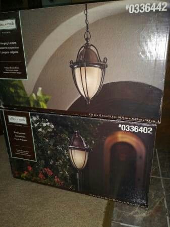 Allen & Roth outdoor hanging light OR post light* (new in box)* $65 each