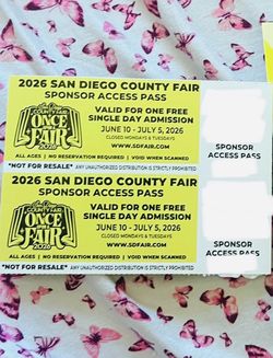 7/5 Del Mar San Diego fair 2 tickets for any day