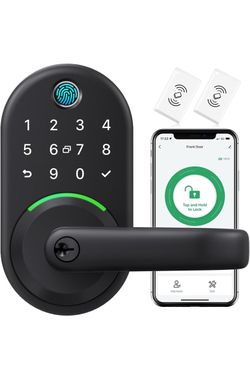 Cerradura inteligente de manija de puerta con teclado: Yamiry Pomos inteligentes de huellas dactilares - Cerradura digital sin llave para puerta delan