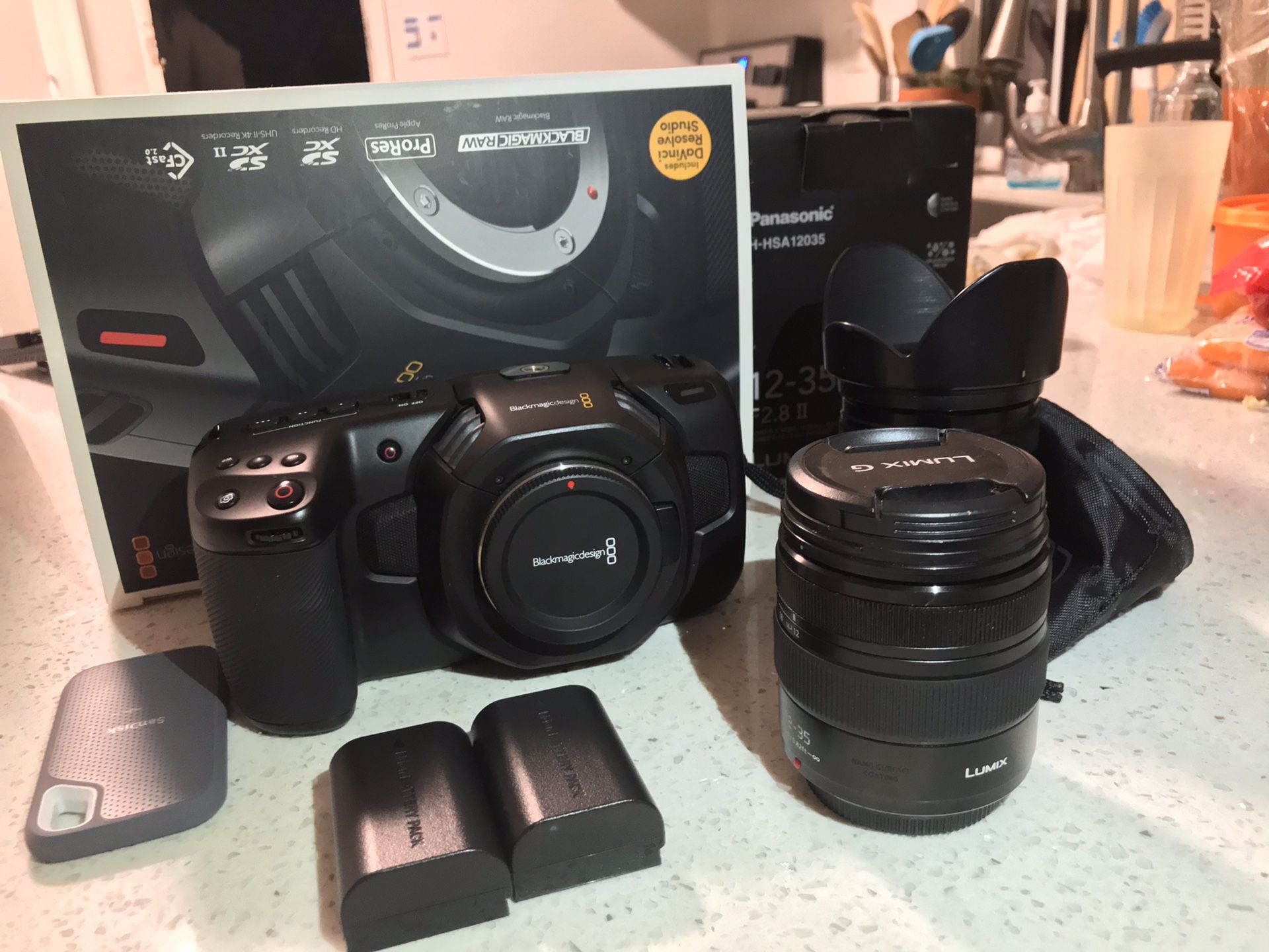 Blackmagic 4K cinema/Lens and ssd/batteries