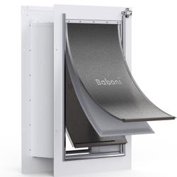 3-Flap Pet Door for Wall, Steel Frame and Telescoping Tunnel, Aluminum Lock, Double Flap Dog Door and Cat Door, Strong and Durable (Pets Up to 100 Lb)